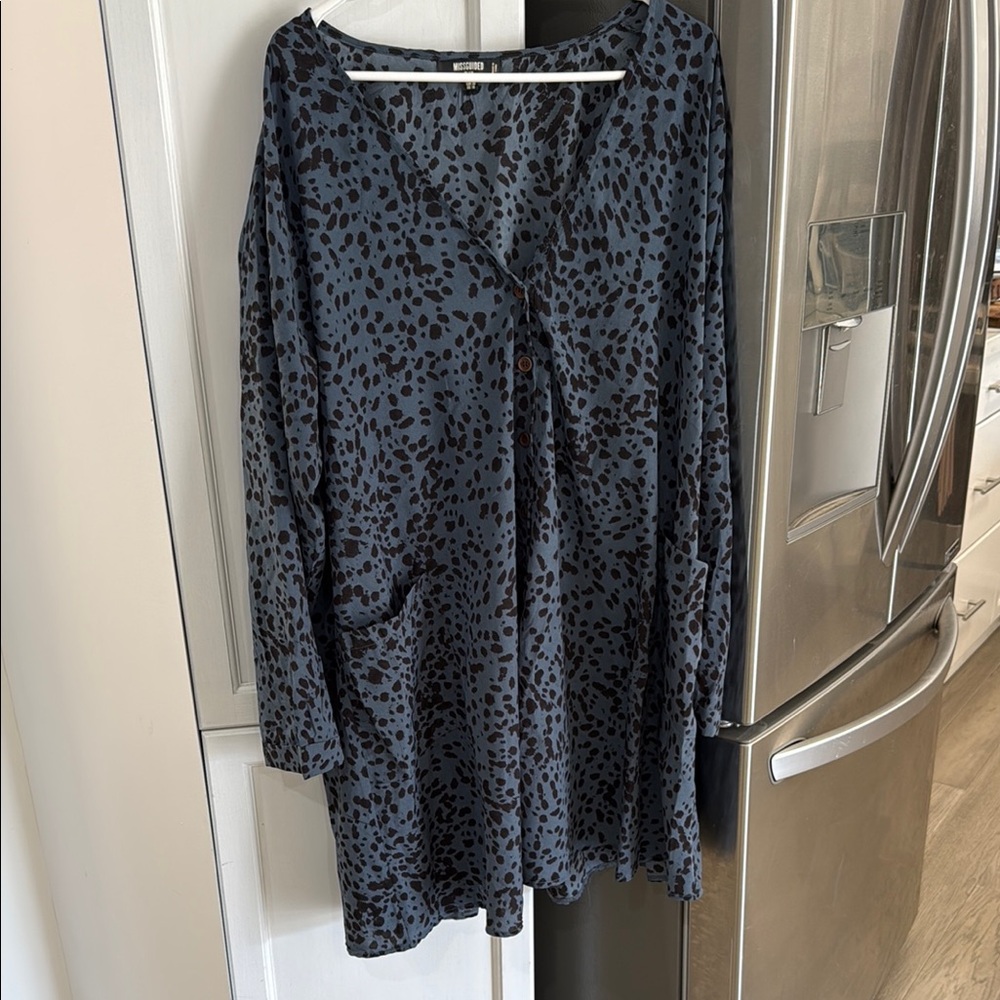 Missguided Blue and Black Midi Dress